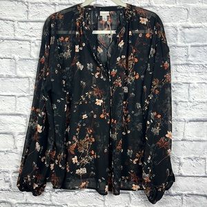 Sheer Blouse XXL Long Sleeve A New Day